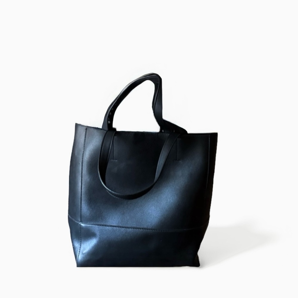 Urban Expressions Marlin Vegan Leather Crossbody Convertible Large Tote Black - Picture 9 of 11